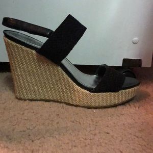 Style & Co sling back black wedges
